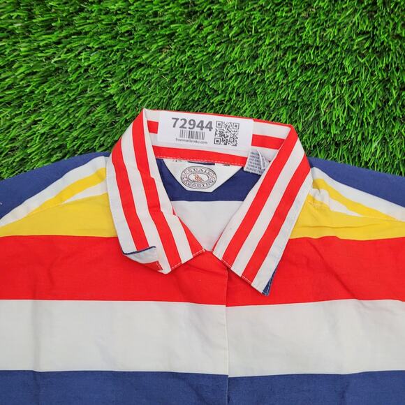 Vintage 90s MOD Button Shirt Womens Medium 20x28 Striped Baggy - Picture 11 of 13